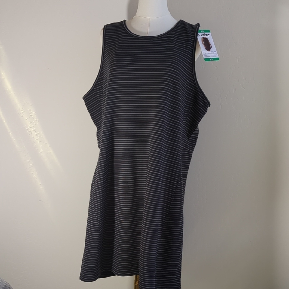 Hi-Tec striped Sleeveless Ottoman Dress XL Black new